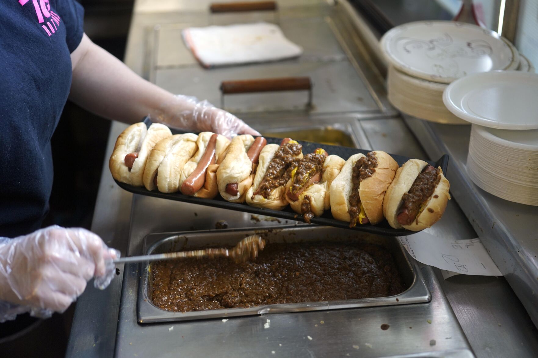Making Hot dogs at Teo's